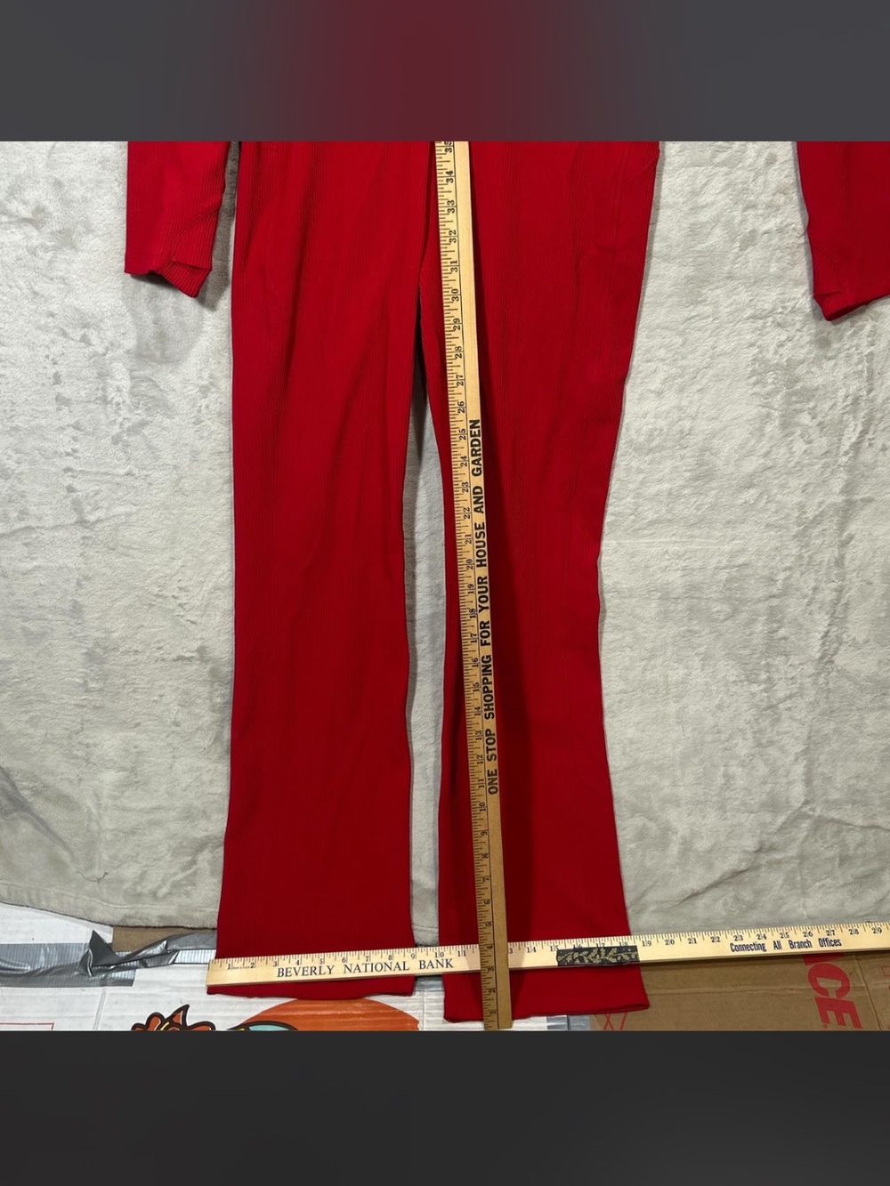 Athleta x Alicia Keys sporty preppy red Longsleeve jumpsuit with flare legs L - Picture 6 of 7